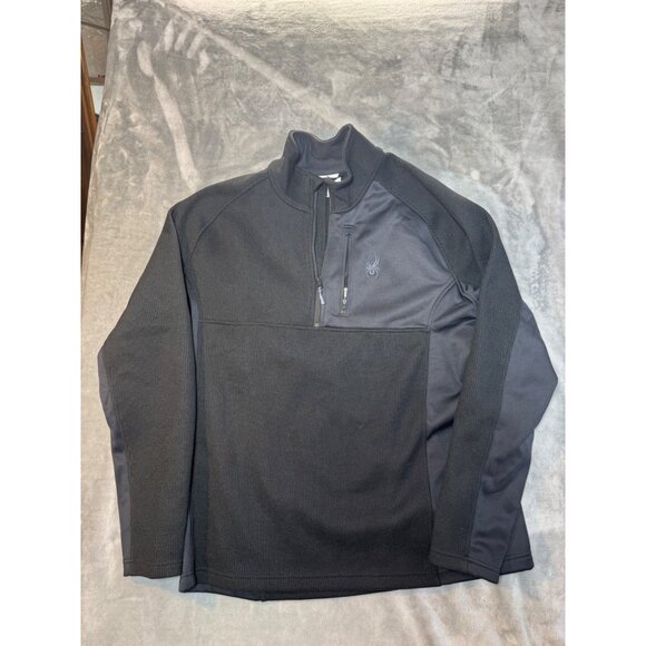 Spyder Mens Black Quarter-Zip Pullover Jacket Size X Polyester Fleece - Picture 14 of 16